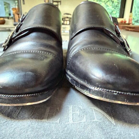 Alexander McQueen Triple Monk Strap Black Dress Shoe with Steel Tip - sz 41 - Picture 2 of 11